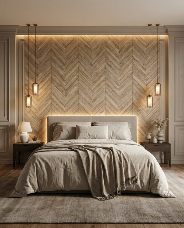 Bedroom Feature Wall - Custom Wall Panel Design